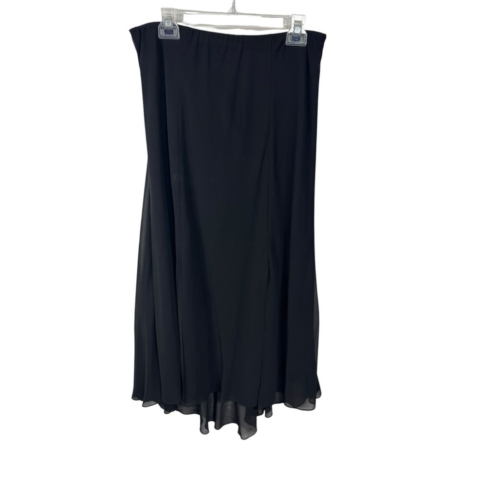 Alex Evenings Black Chiffon Maxi Asymmetrical Skirt XL